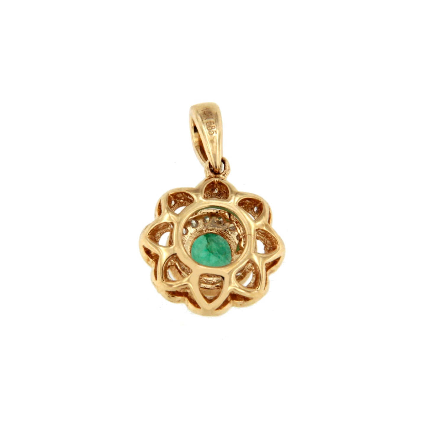 Colgante NAVIRA en oro rosa 14 ktes con brillantes y rubí