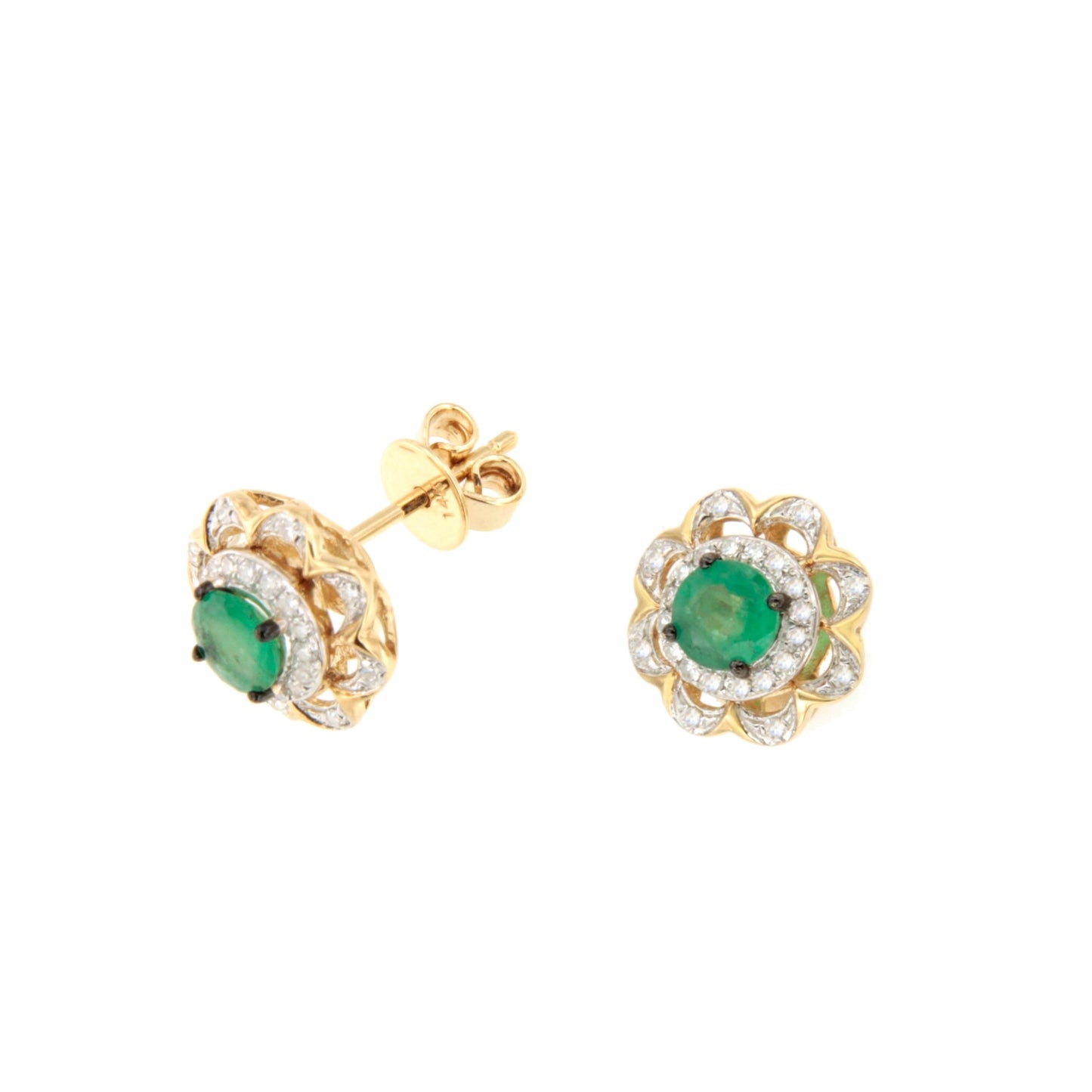 Pendientes CENIT en esmeralda y brillantes en oro amarillo de 14 ktes