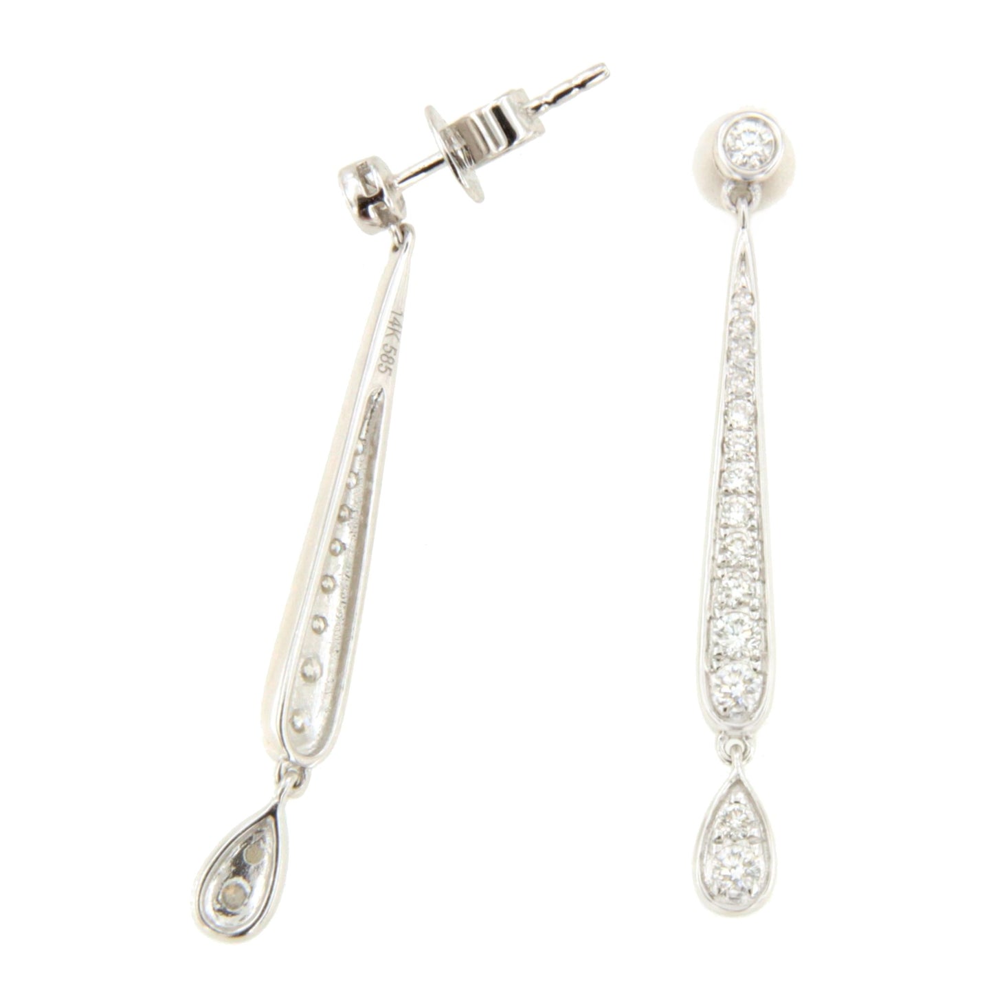 Pendientes NADIR largos en oro blanco con brillantes en 14 ktes