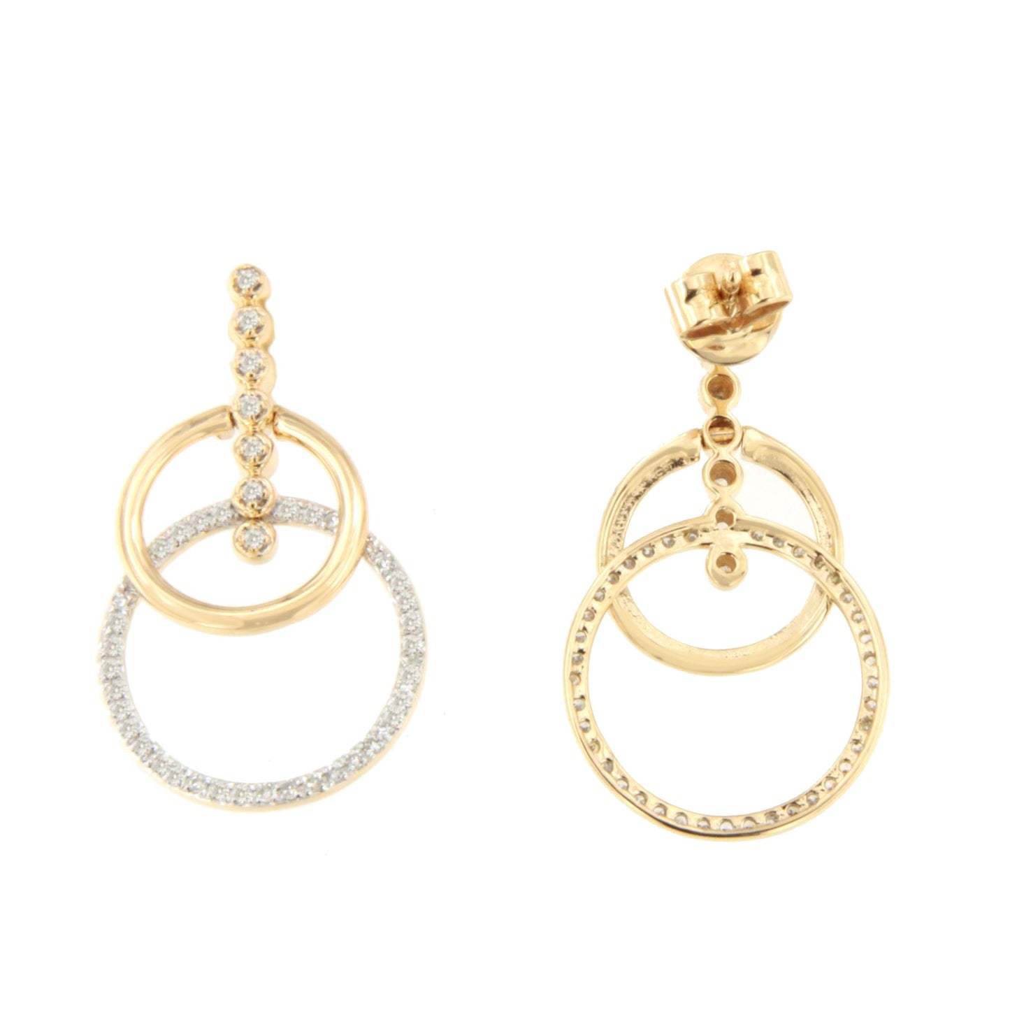 Pendientes KIGALI en oro amarillo y blanco con brillantes en 14 ktes.