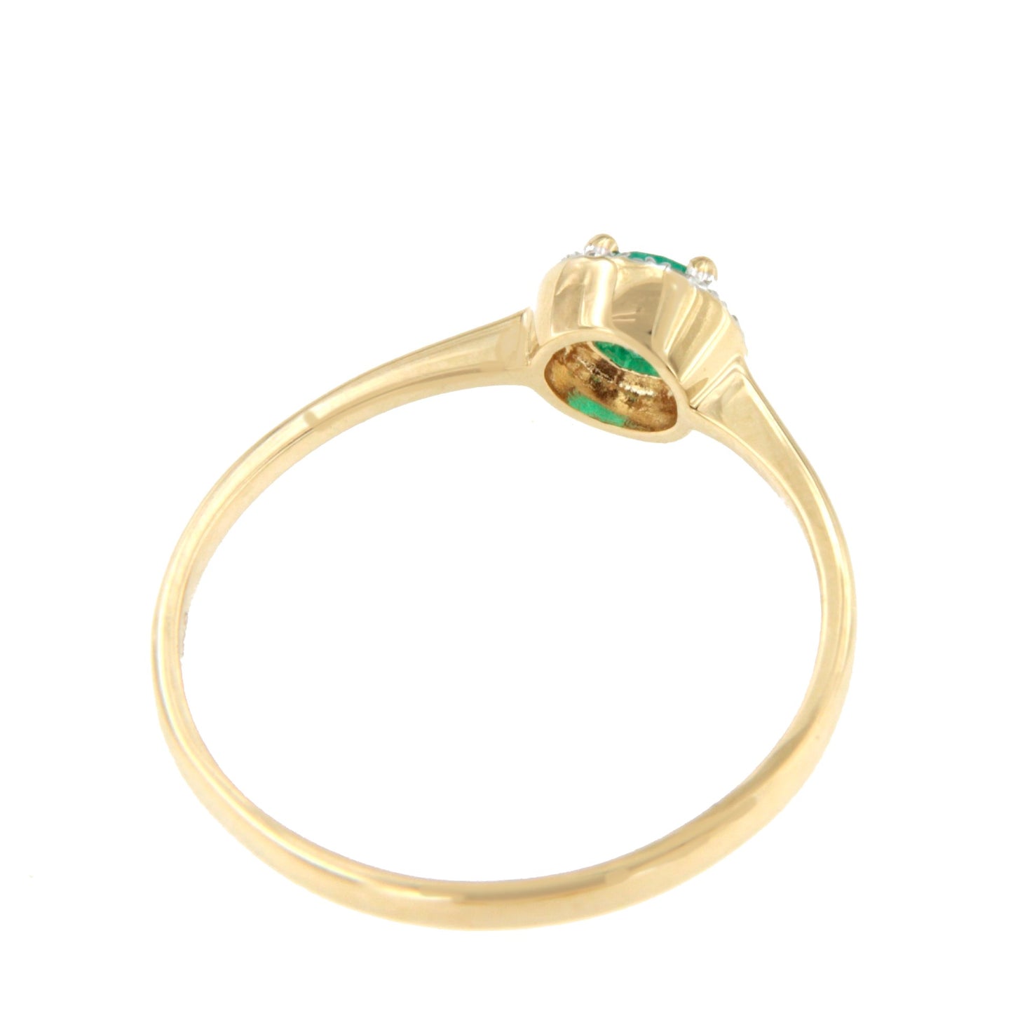 Anillo ACORA con esmeralda y brillantes en oro amarillo y blanco de 14 ktes.