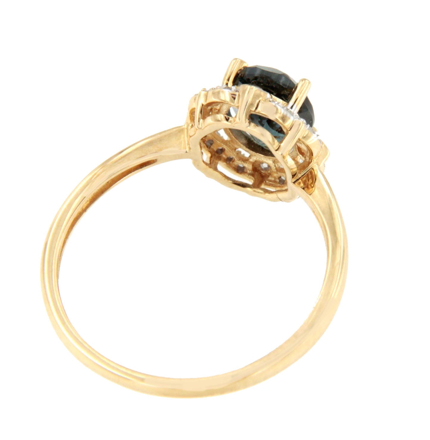 Anillo BAJUN con brillantes en oro amarillo y blanco de 14 ktes y Topacio.