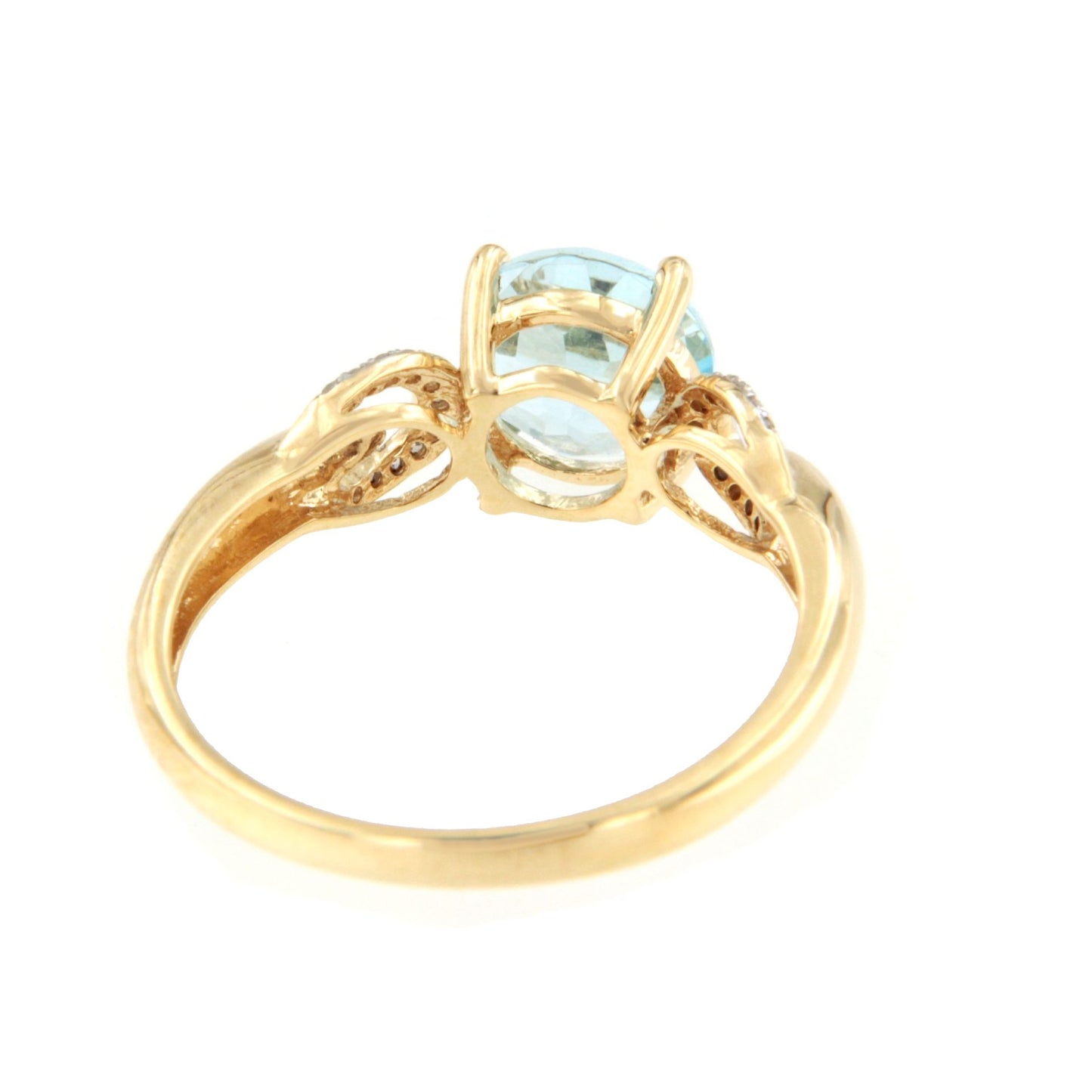 Anillo ASMAR topacio azul con brillantes en oro amarillo de 14 ktes