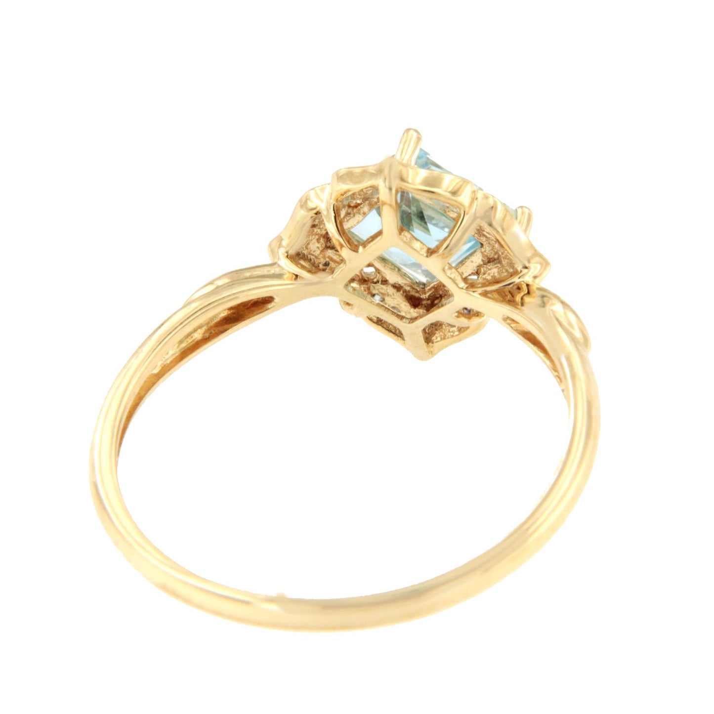 Anillo ALBASTRO topacio azul con brillantes en oro amarillo de 14 ktes