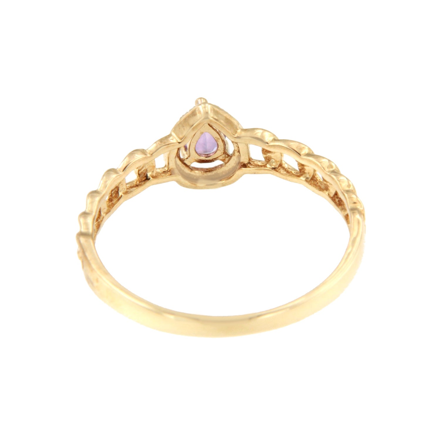 Anillo TICIO con amatista y brillantes en oro amarillo y blanco de 14 ktes