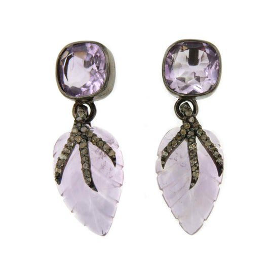 FOCA 925 sterling silver earring with amethyst and diamonds
