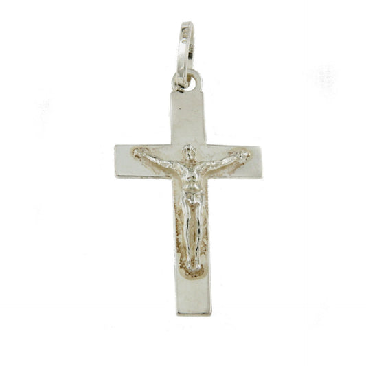 CASTOR cross in 975 sterling silver with Christ in relief