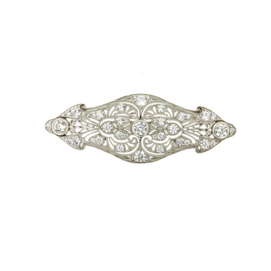 Broche JARA art deco en plata de ley 925 con circonitas