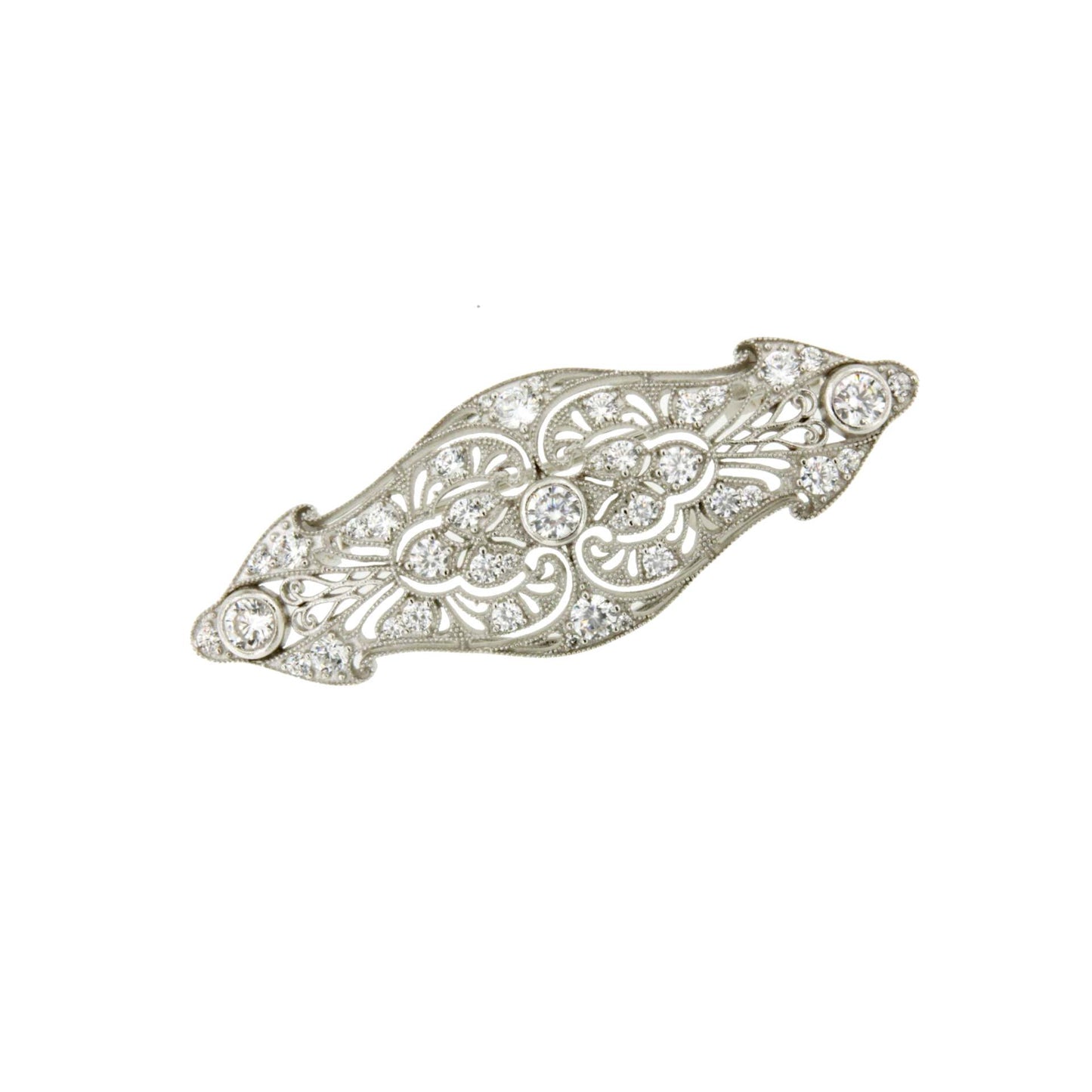 Broche JARA art deco en plata de ley 925 con circonitas