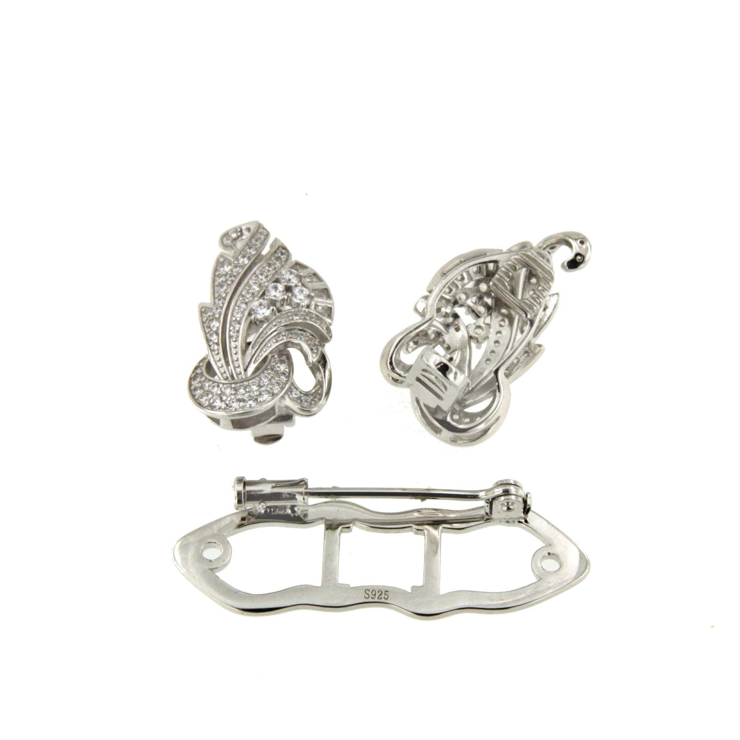 Broche FRESNO desmontables en pendientes plata 925 y circonitas