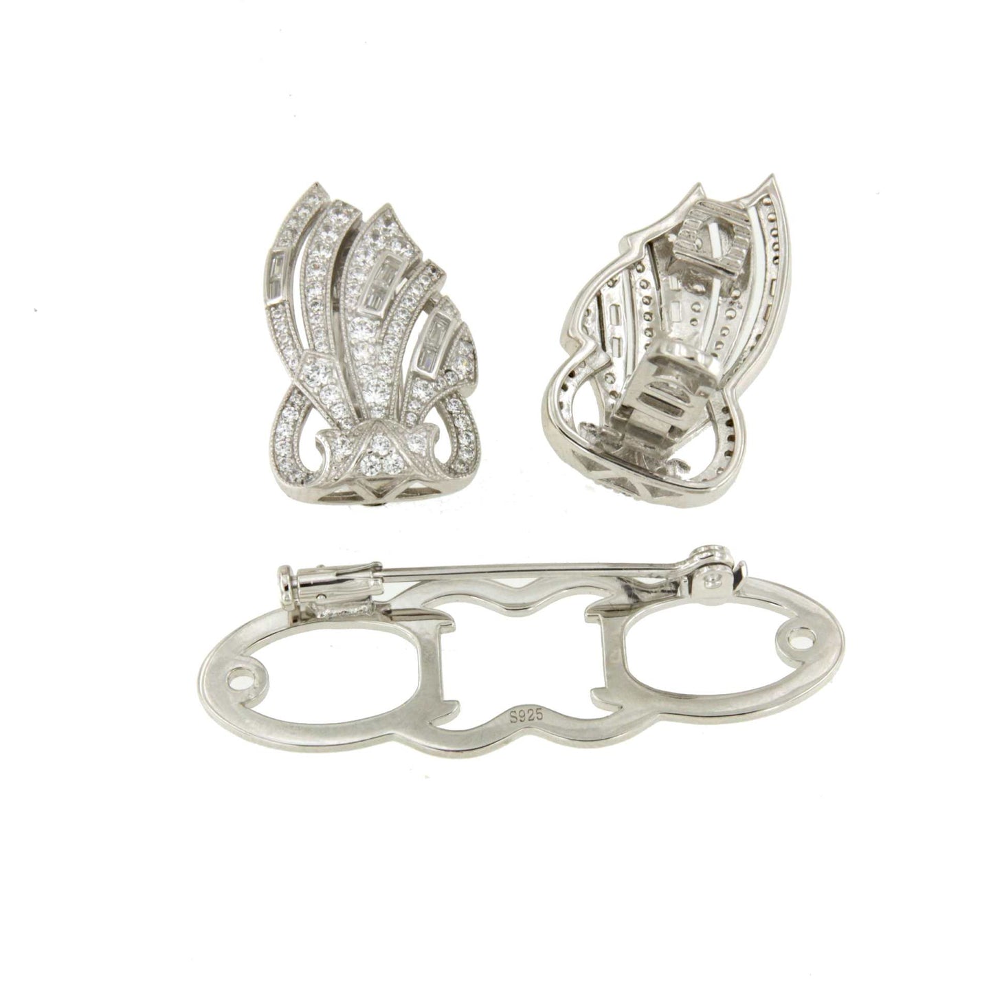 Broche PUMA desmontable en pendientes de plata 925ml con circonitas