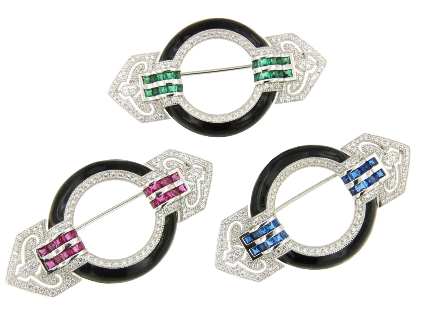Broche MAPACHE plata de 925 ml con circonitas esmalte y piedras