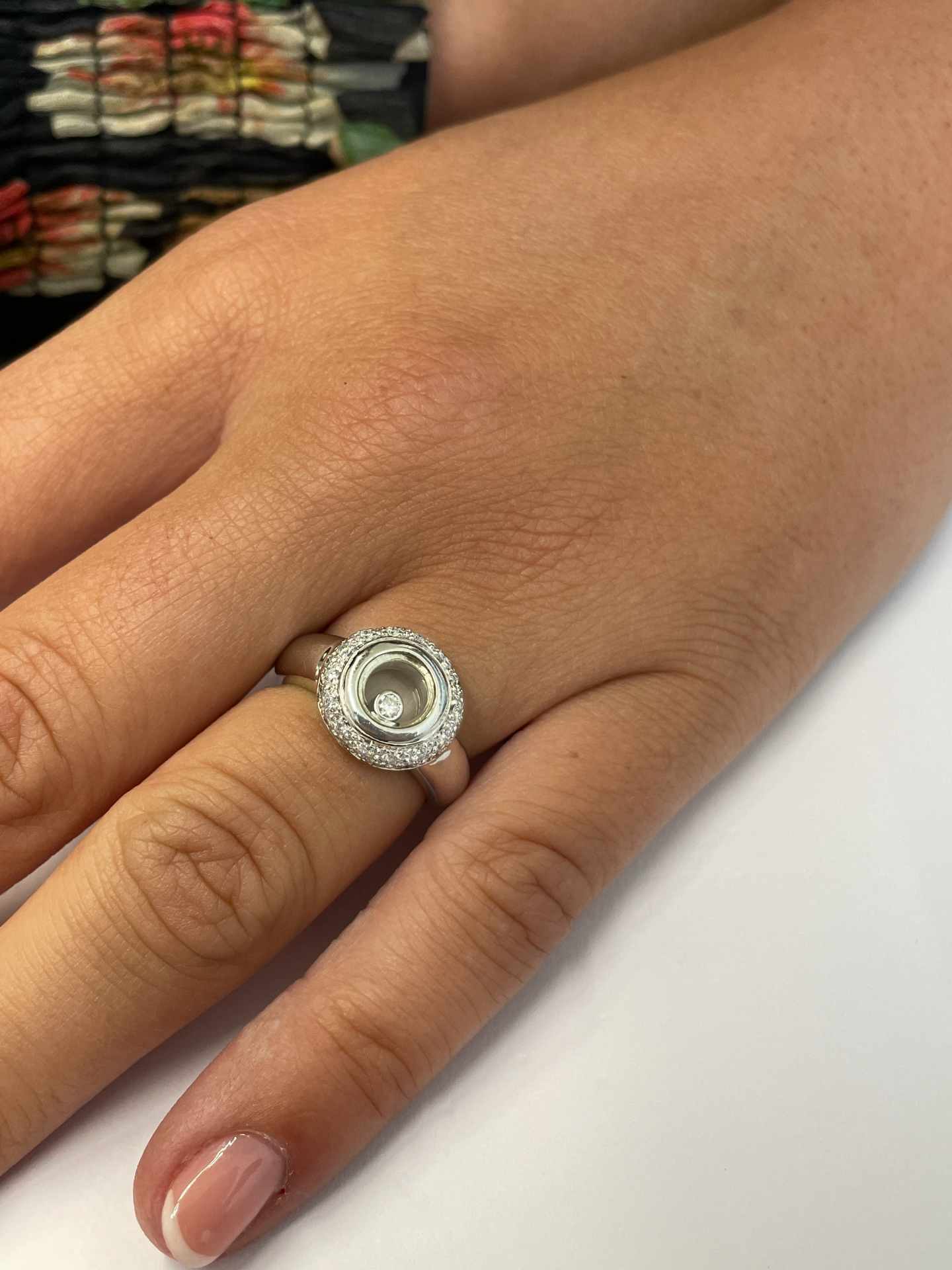 Anillo TORREJON de oro blanco de 18 ktes con brillantes