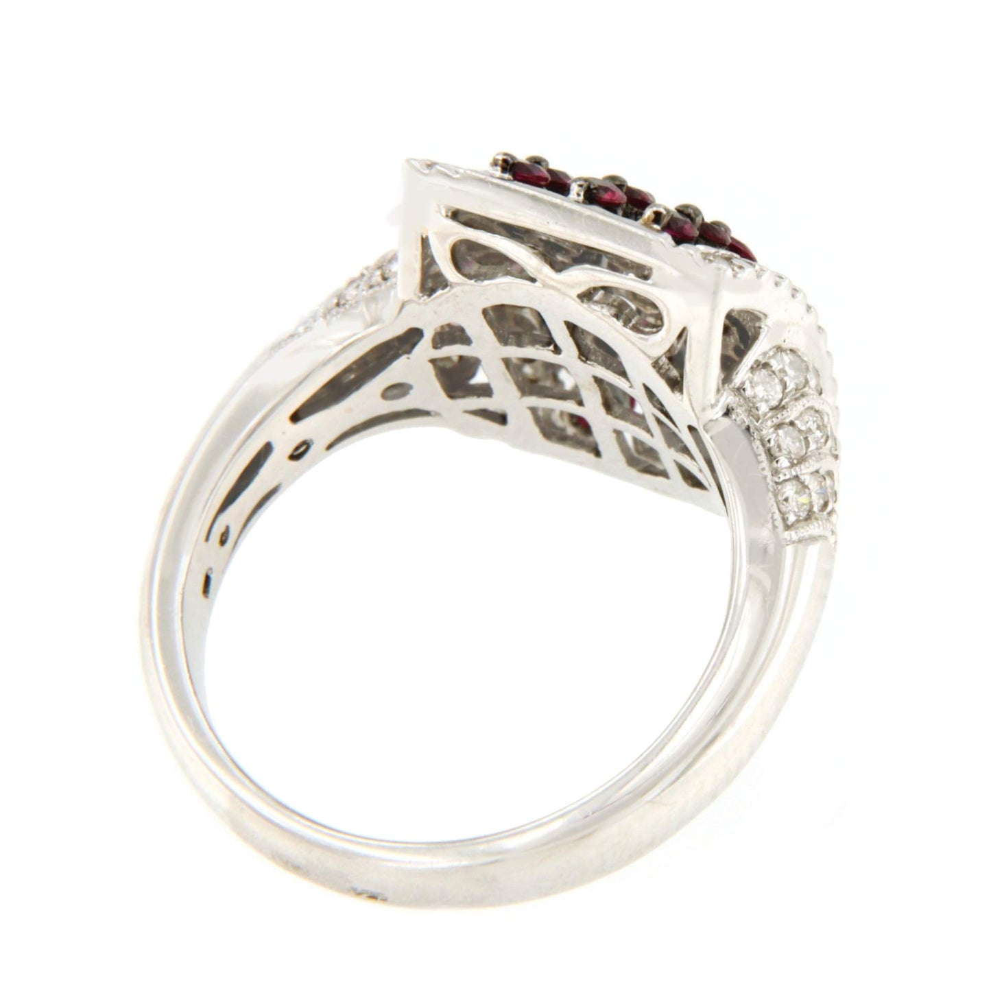 Anillo ALGETE en oro blanco 18 kilates con rubies y brillantes