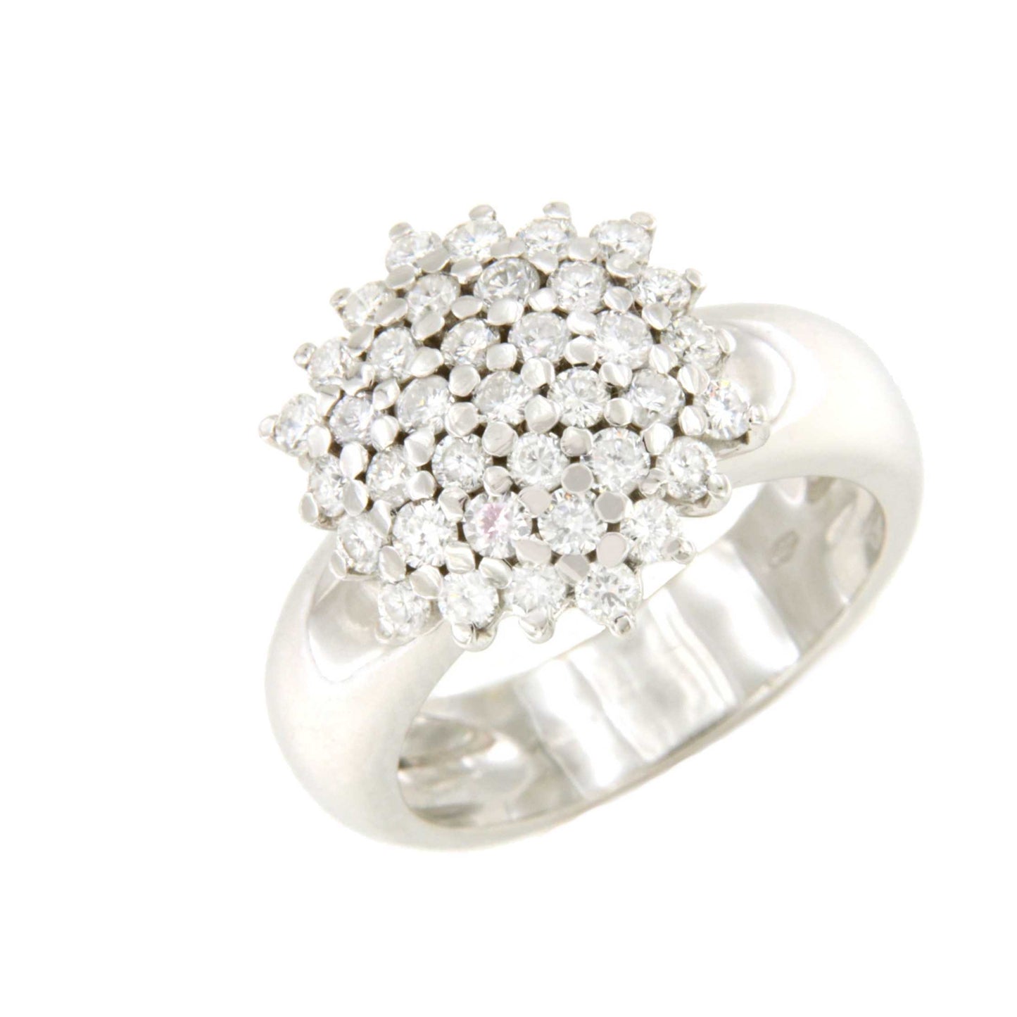 Anillo ROZAS de oro blanco de 18 ktes con centro de brillantes