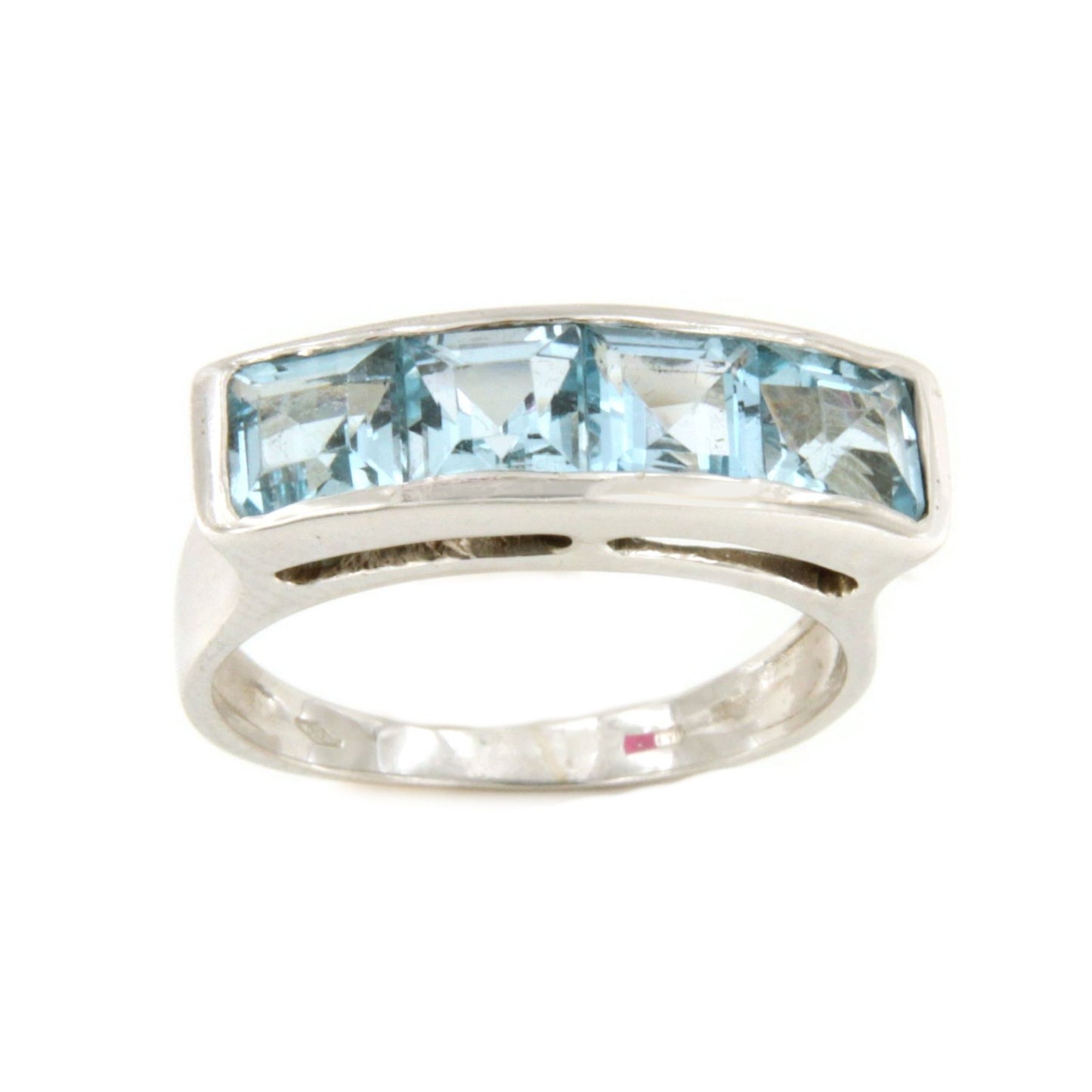 Anillo PILOÑA con princesas de cuarzo azul en oro blanco de 18 ktes.