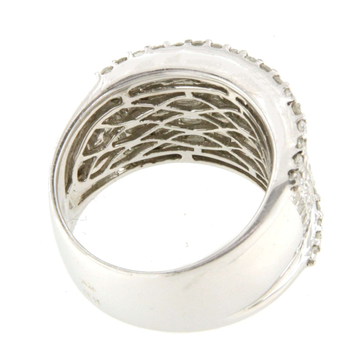 GUILLENA ring in 18k white gold with diamonds, baguettes and princesses.