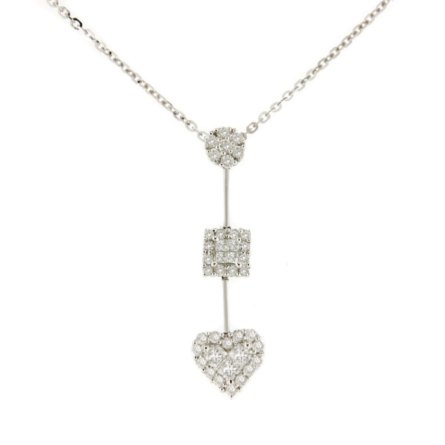 Dolphin choker in 18k white gold with diamonds and princesses