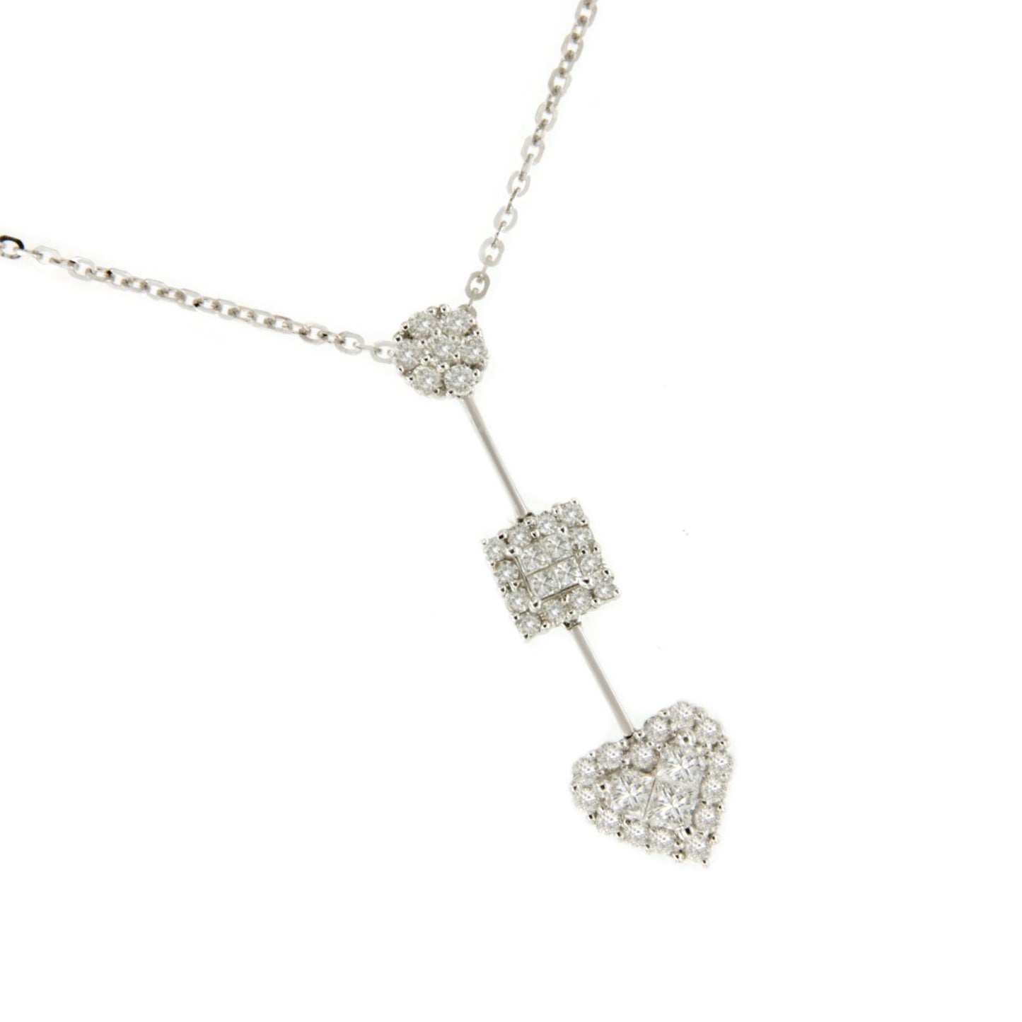 Dolphin choker in 18k white gold with diamonds and princesses