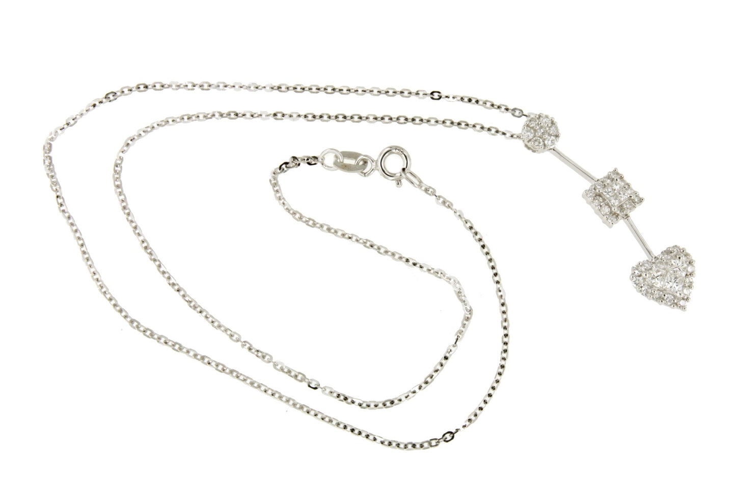 Dolphin choker in 18k white gold with diamonds and princesses