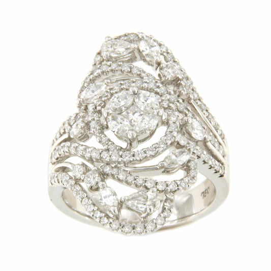 SITGES 18k white gold ring with diamonds, marquise and princess