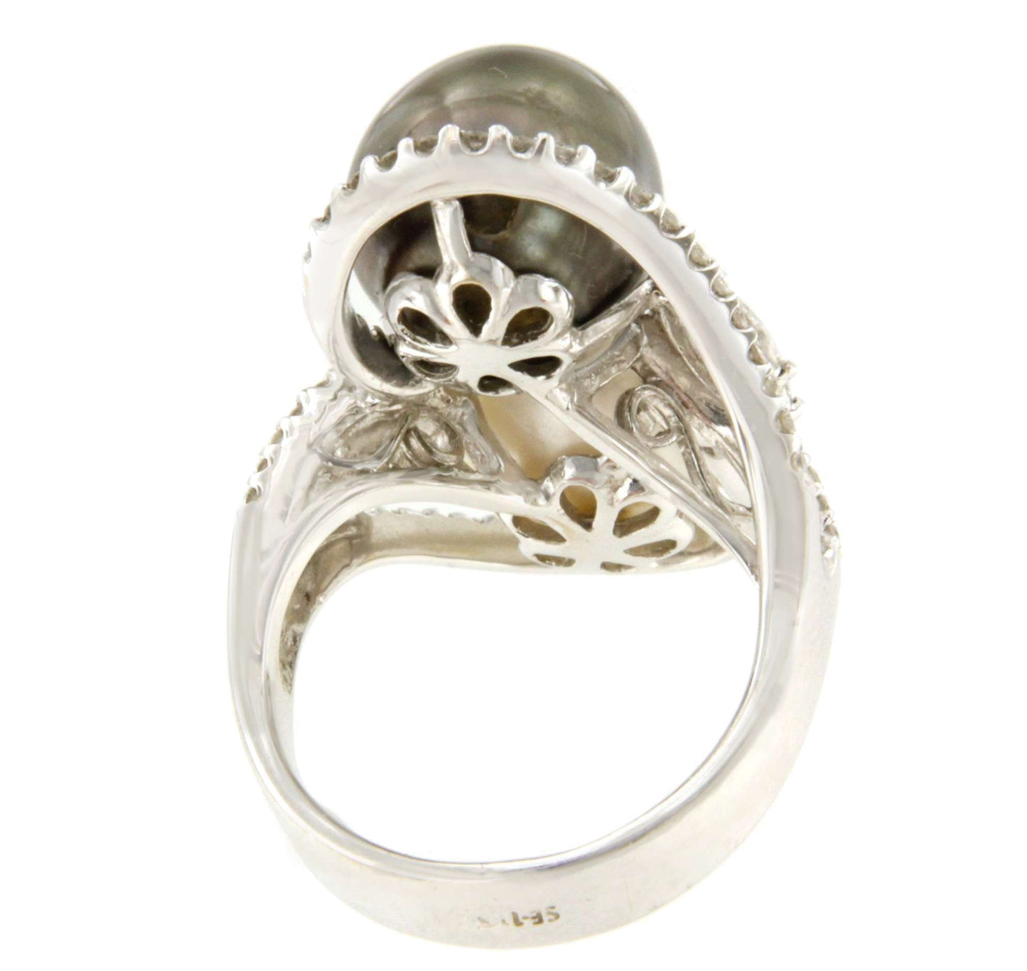 Anillo TARRASA en oro blanco 18 kilates con perlas australianas y brillantes.