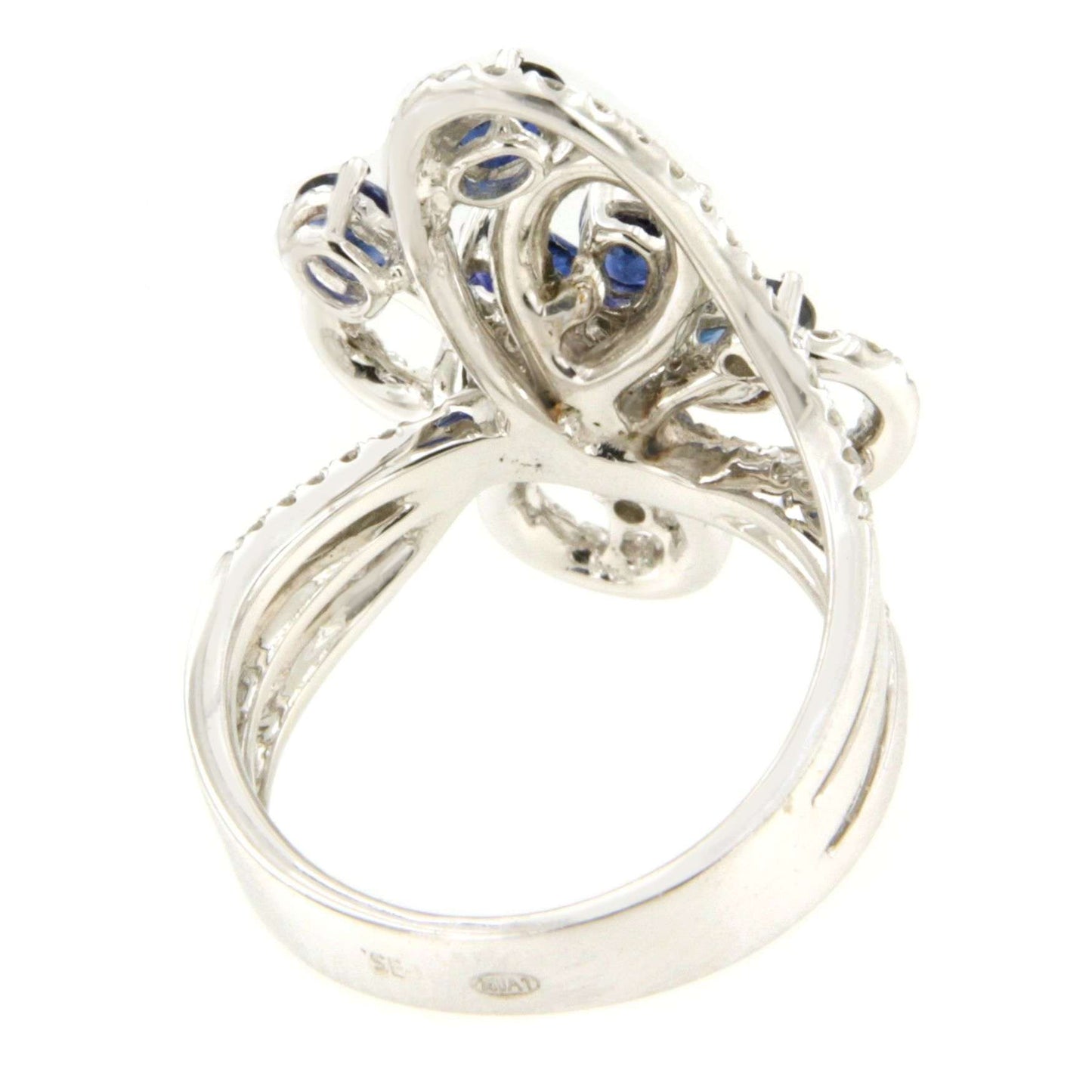 MANRESA ring in 18-karat white gold with oval sapphires and diamonds.