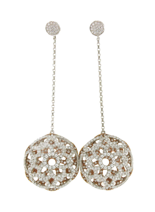 Long PILAS earring with diamonds in 18k white and rose gold