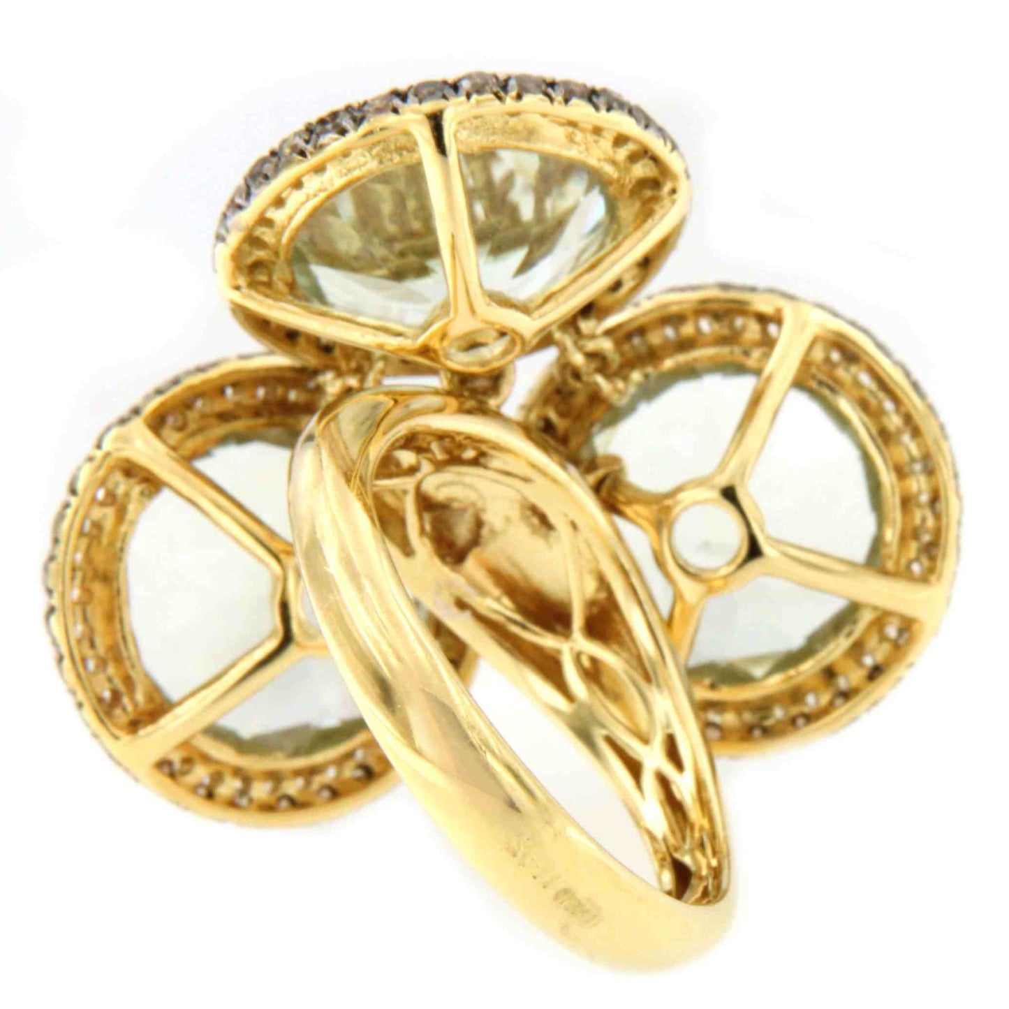 Anillo LAREDO amatista verde con brillantes en oro amarillo 18 kilates
