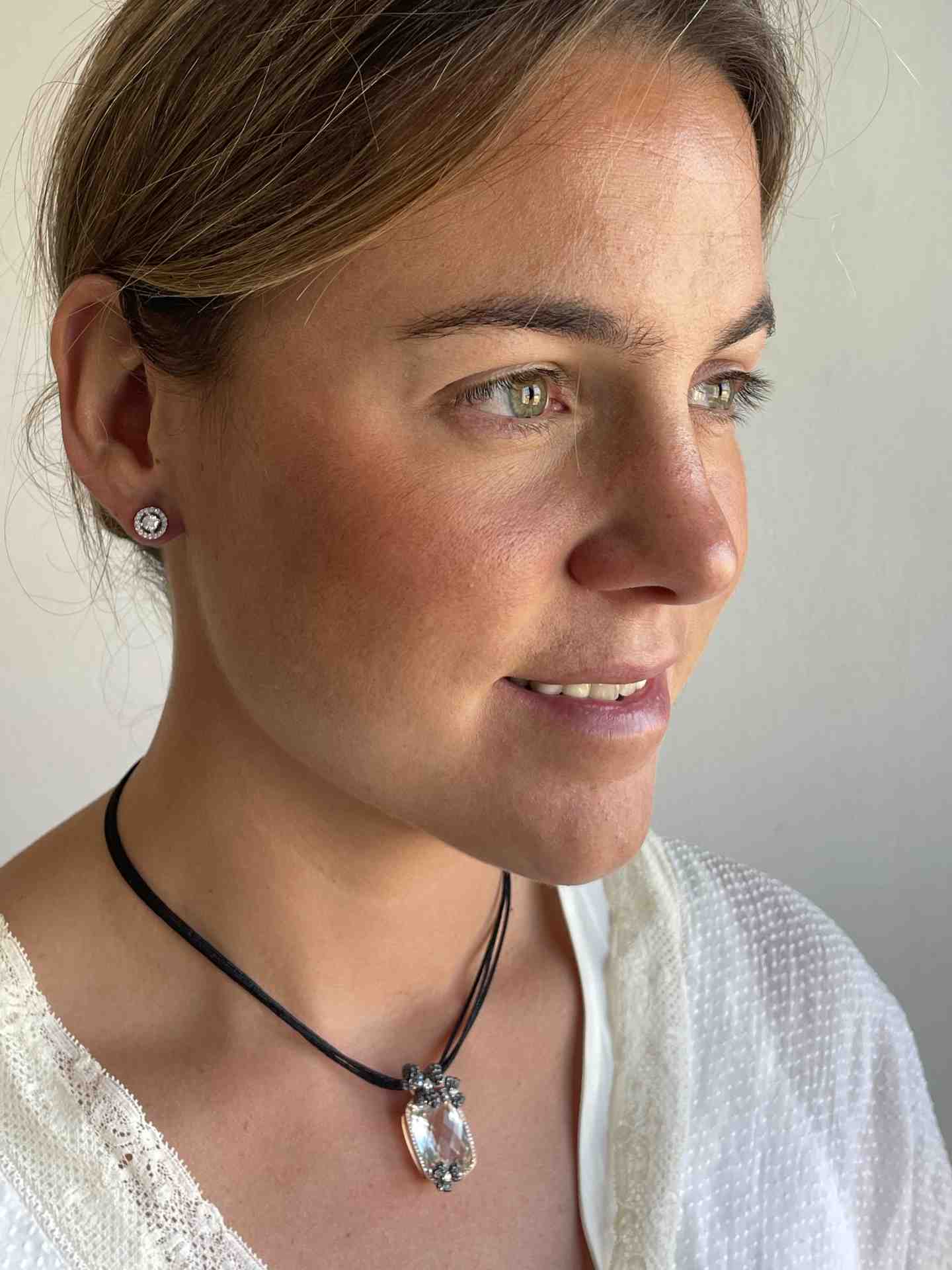 HUDSON pendant in 18k rose gold with diamonds and topaz