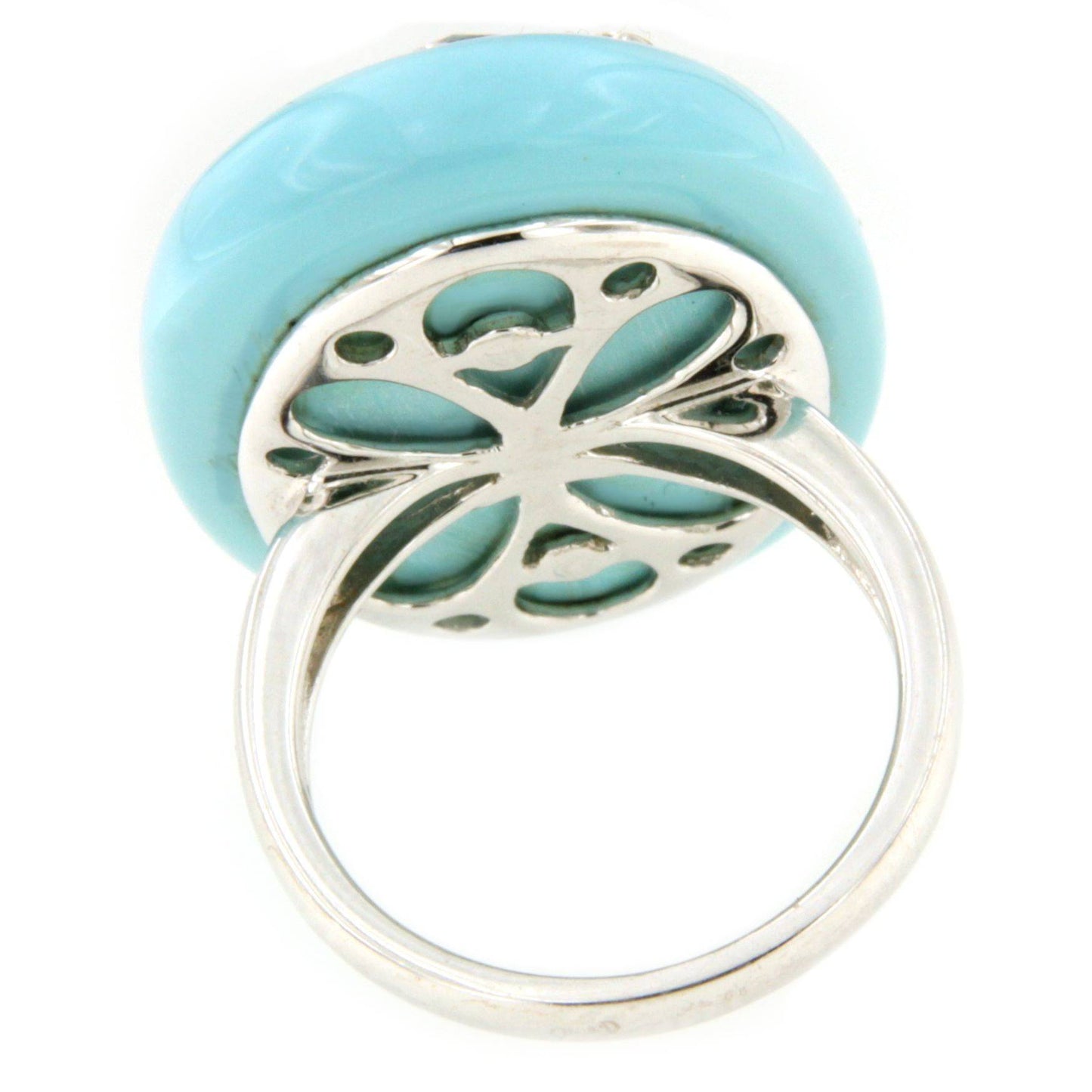 Anillo BARQUERA turquesa con aguamarina y brillantes en oro blanco 18 ktes