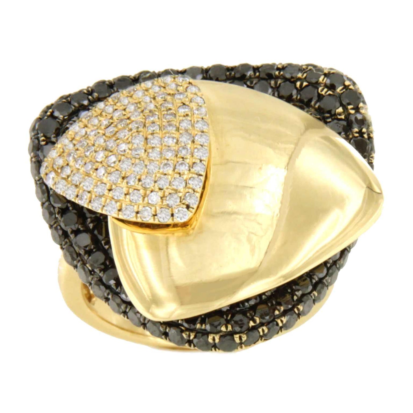 TWIST, anillo de oro rosa con triángulos de diamantes de colores