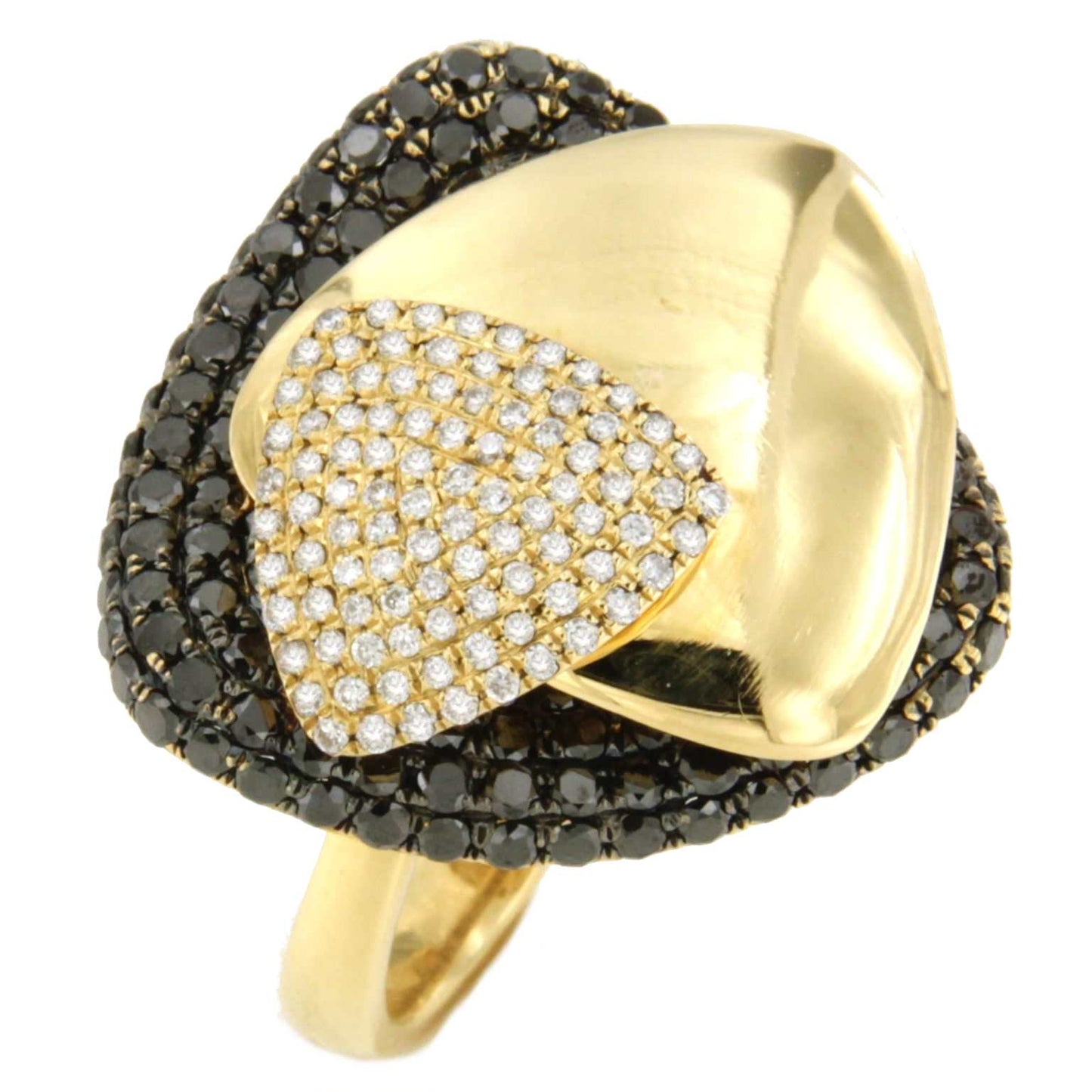 TWIST, anillo de oro rosa con triángulos de diamantes de colores