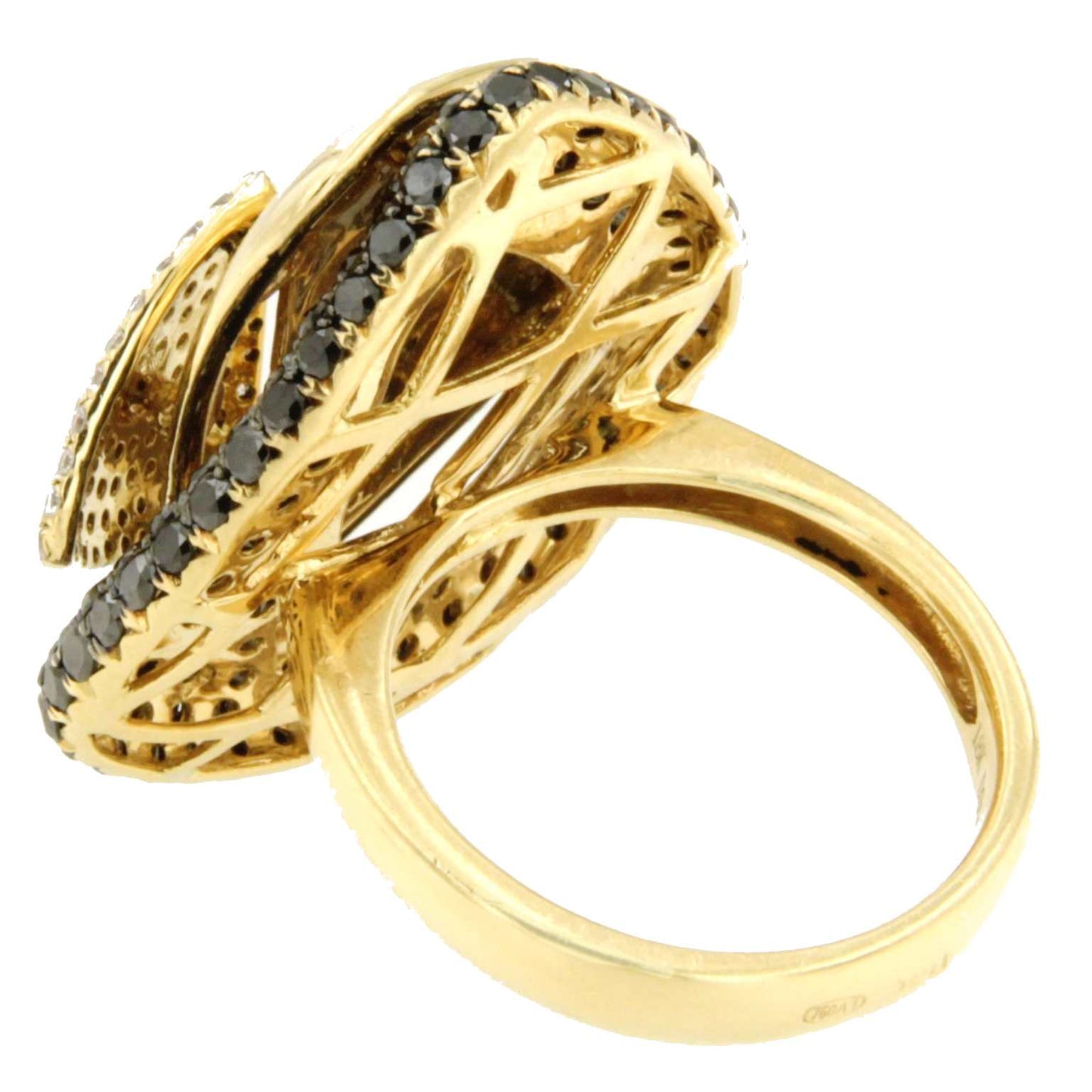 TWIST, anillo de oro rosa con triángulos de diamantes de colores