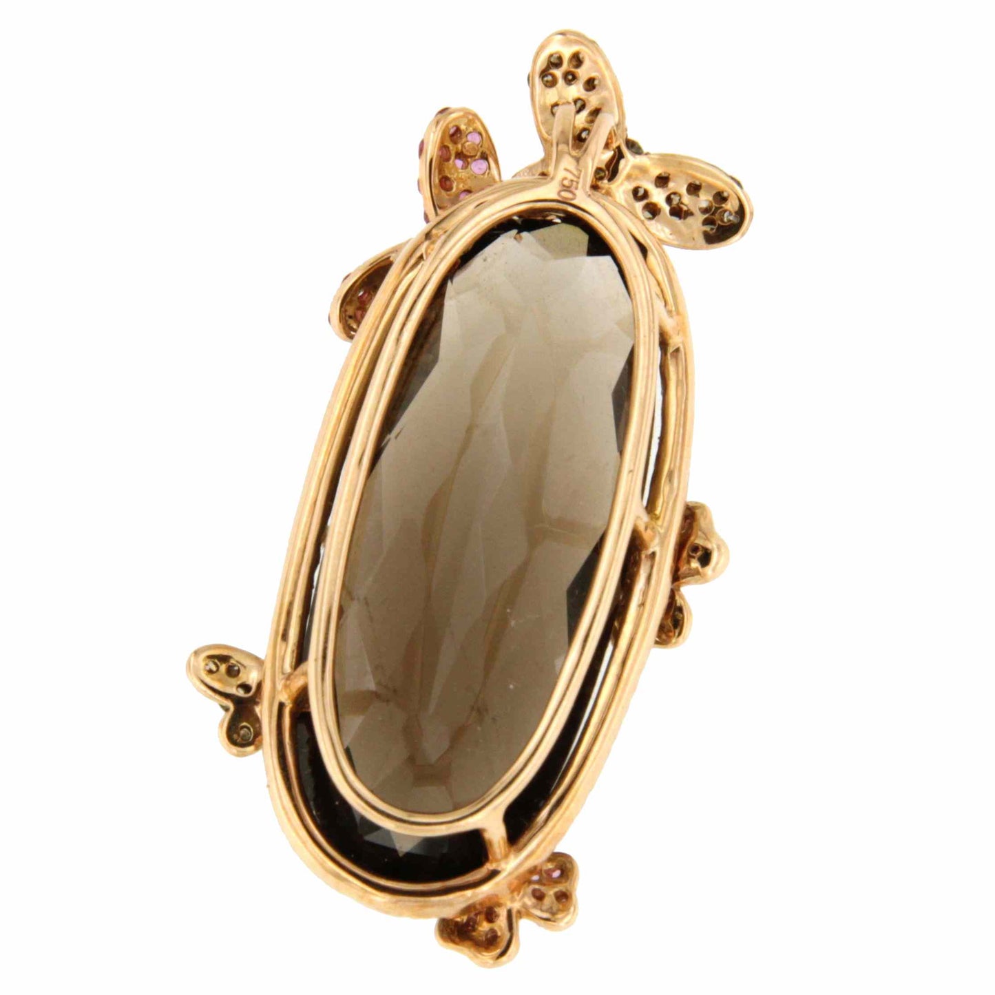 18k rose gold BEE pendant with diamonds, topaz and pink sapphires