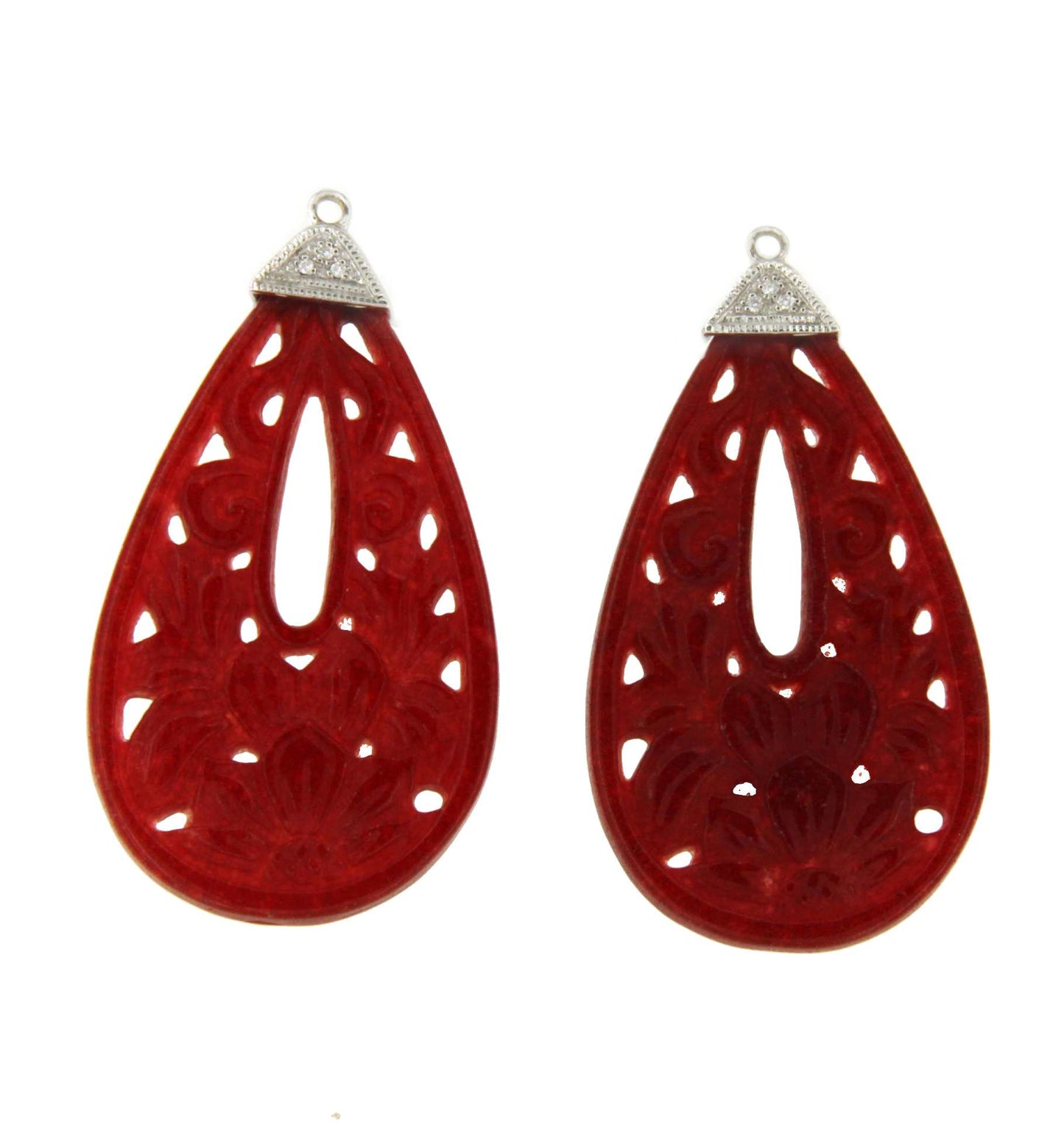 Perillas JACINTO de jade rojo y/o verde con casquillas de brillante