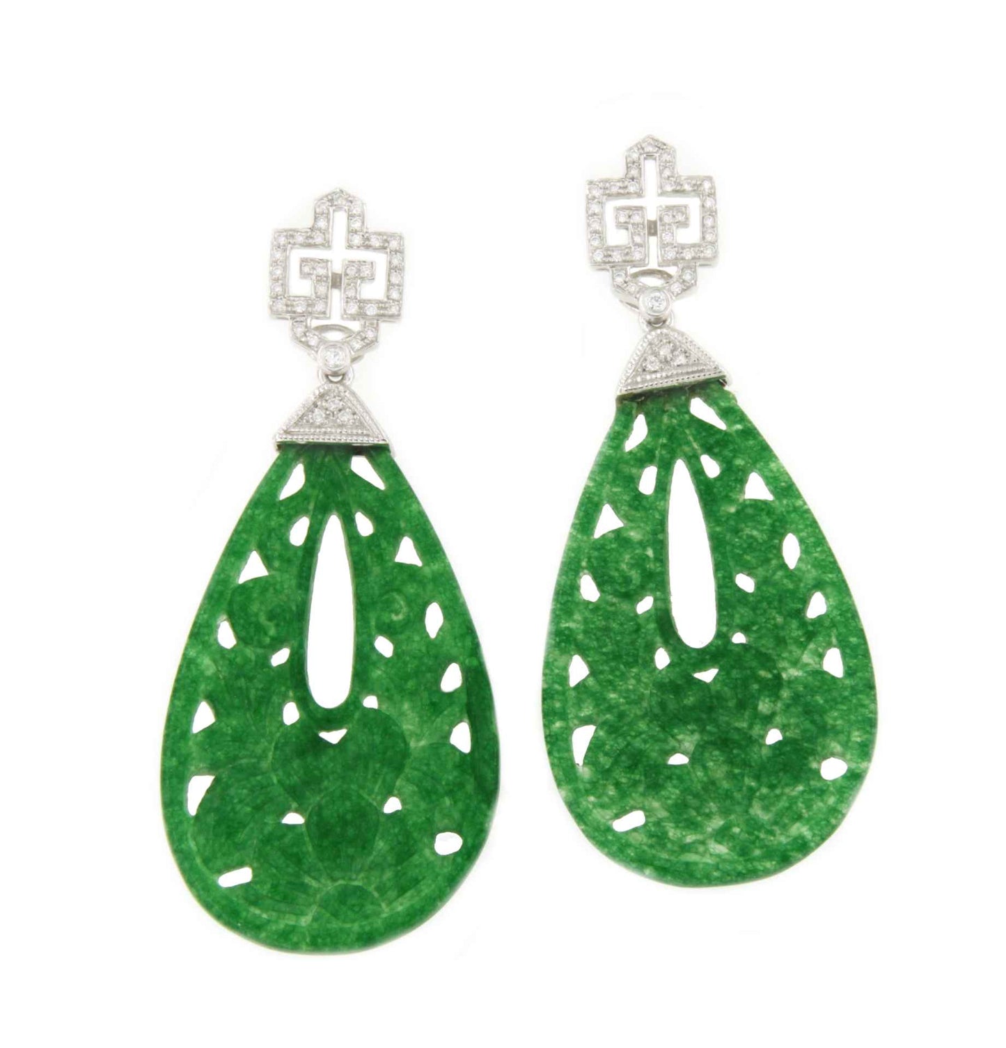 Perillas JACINTO de jade rojo y/o verde con casquillas de brillante