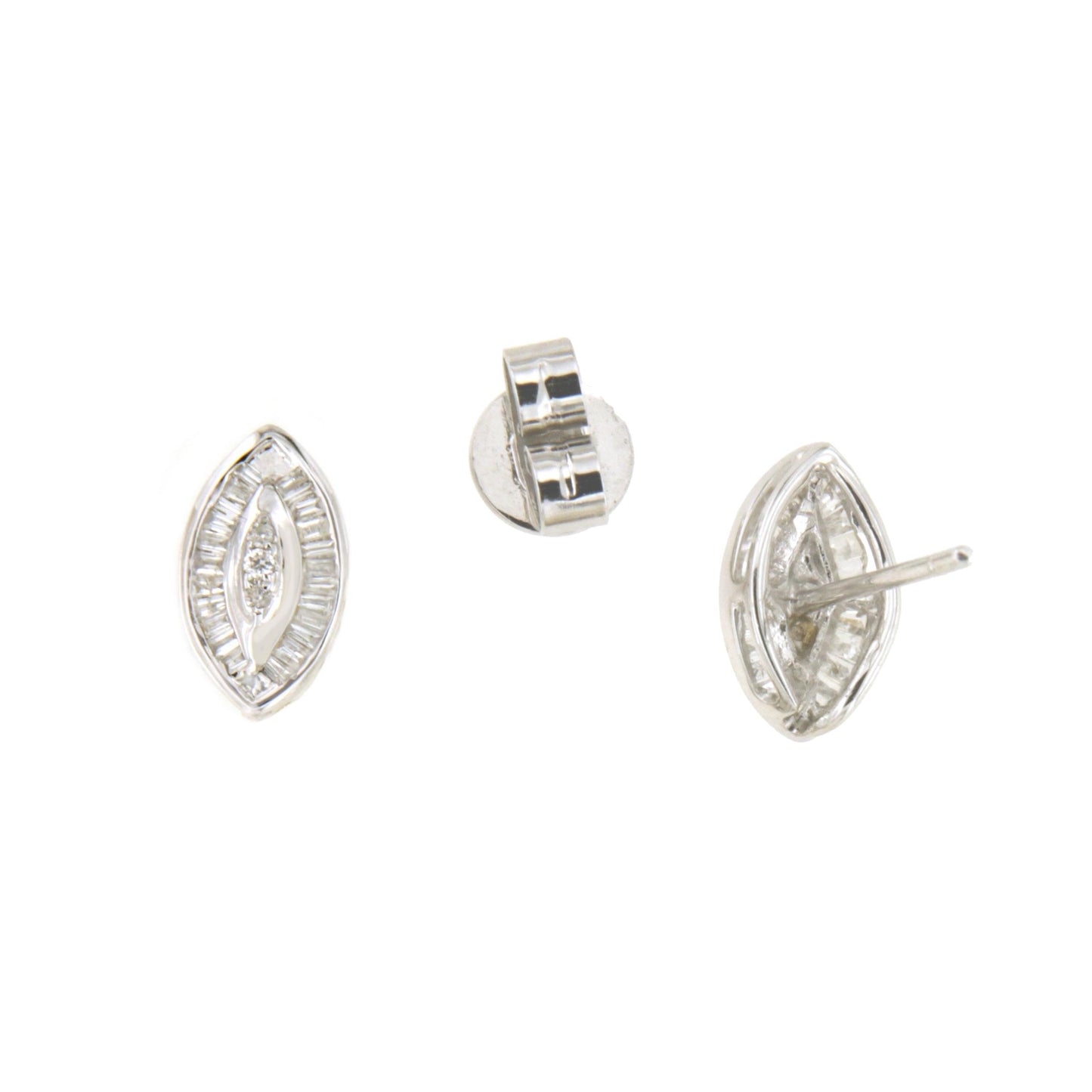 Pendiente PITON desmontable oro blanco 18 ktes con baguette y brillante
