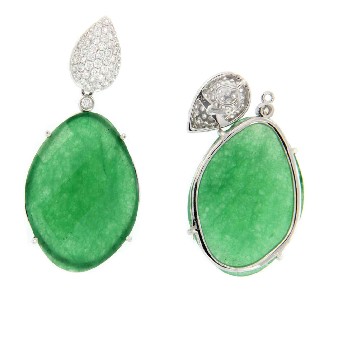 MANFREDI, detachable white gold earrings with a pair of knobs