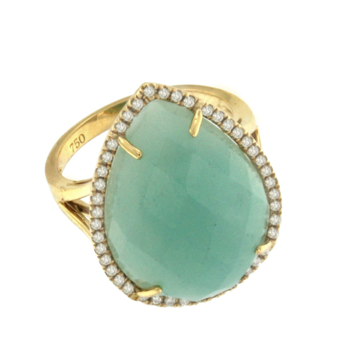 FROSINONE, Gold and diamond ring with amazonite