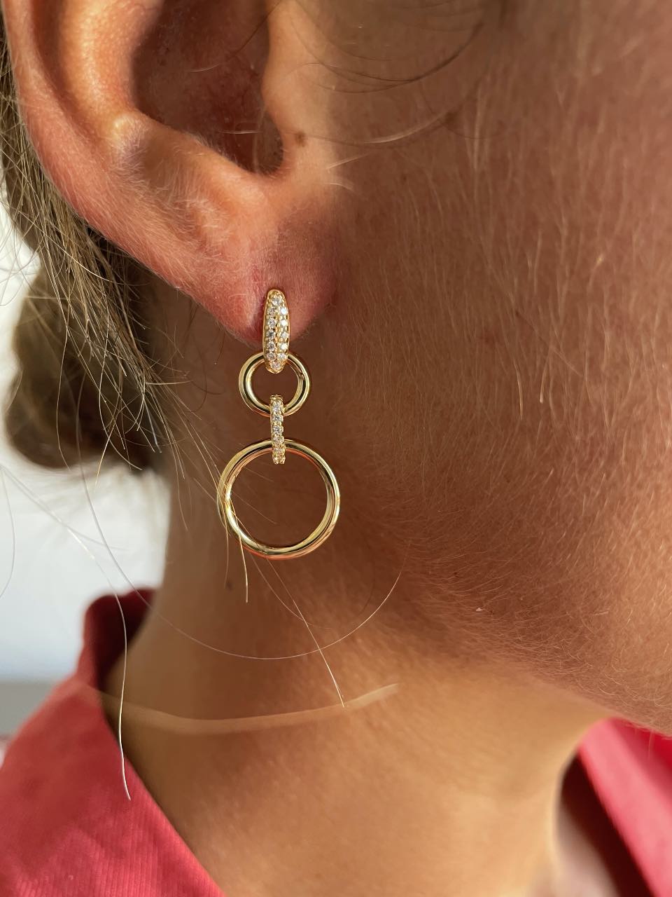 Pendientes AVEIROS oro amarillo 18 kilates largos con circonitas