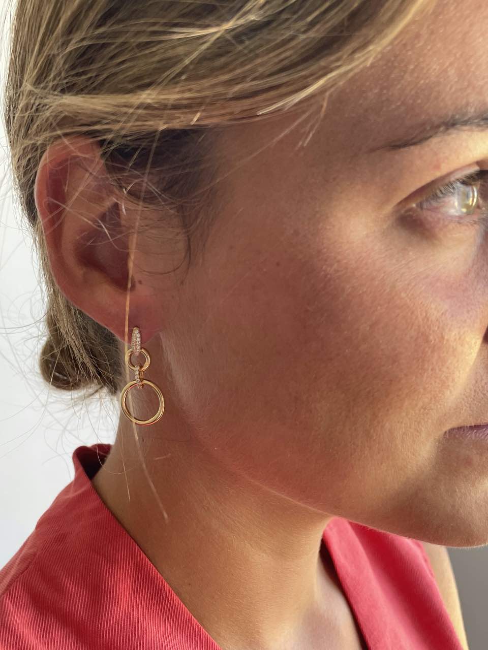Pendientes AVEIROS oro amarillo 18 kilates largos con circonitas