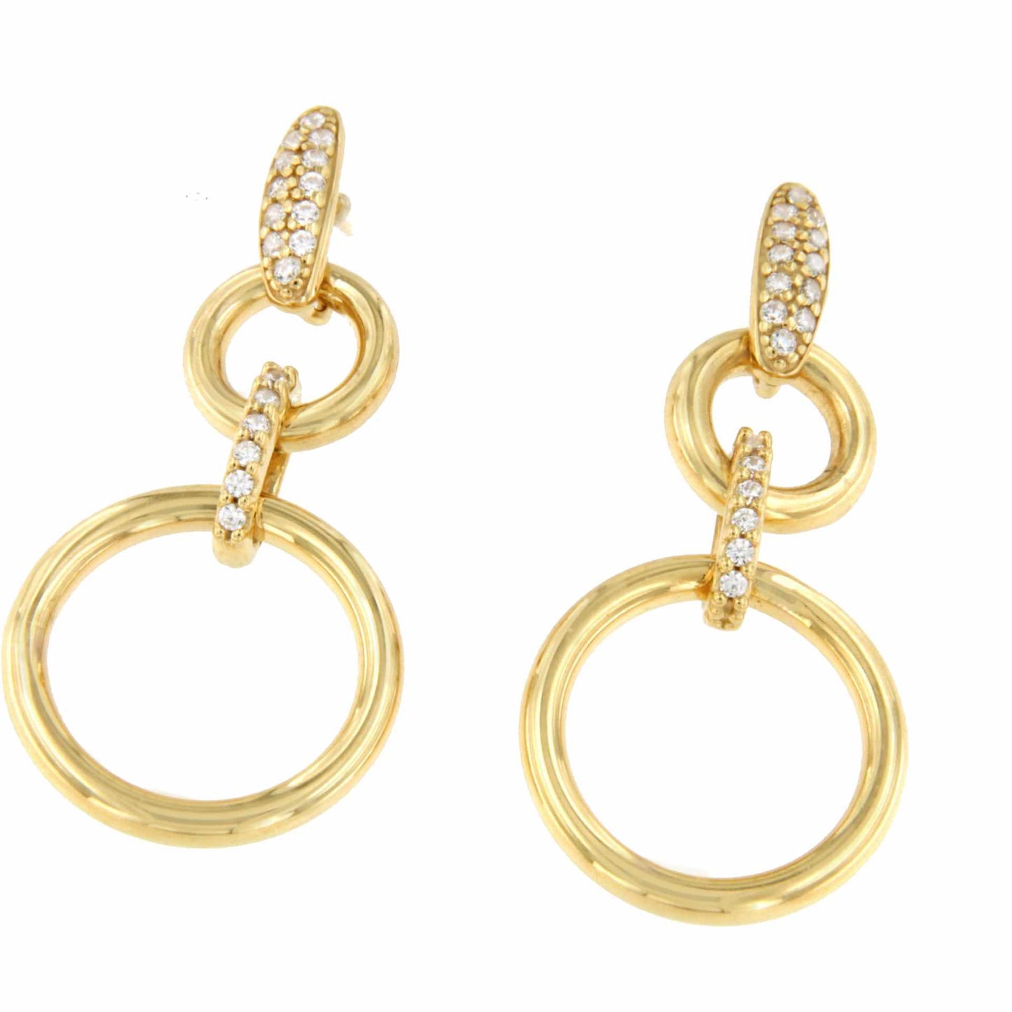 Pendientes AVEIROS oro amarillo 18 kilates largos con circonitas