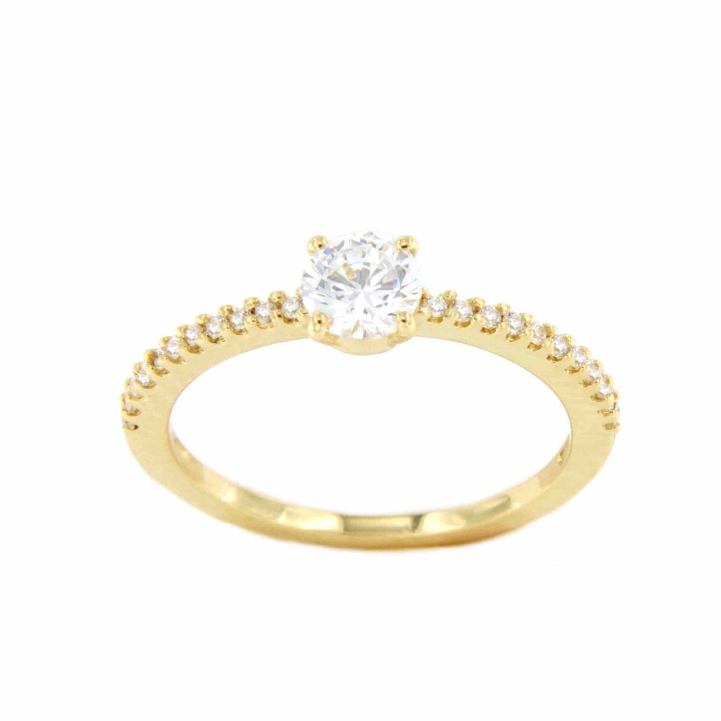 COLINA solitaire wedding band in 18k yellow gold with cubic zirconia
