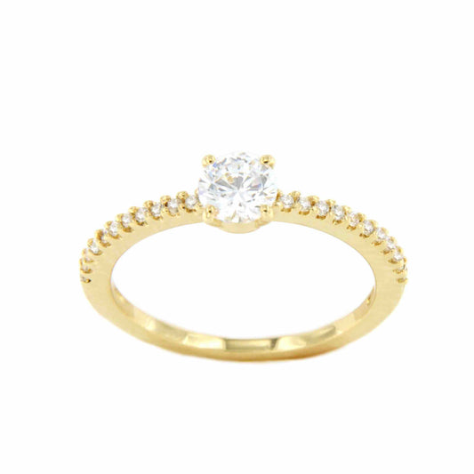 COLINA solitaire wedding band in 18k yellow gold with cubic zirconia