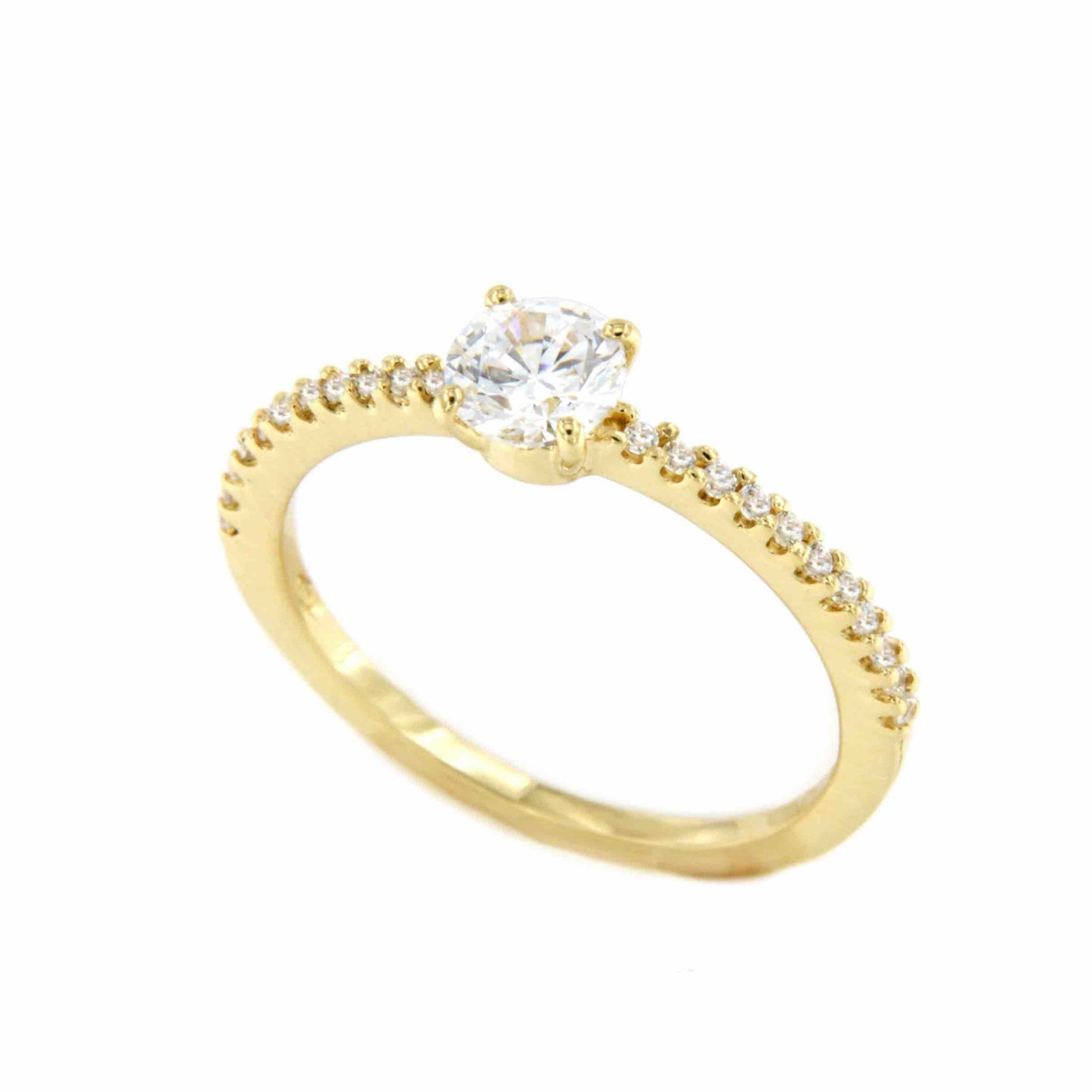 COLINA solitaire wedding band in 18k yellow gold with cubic zirconia
