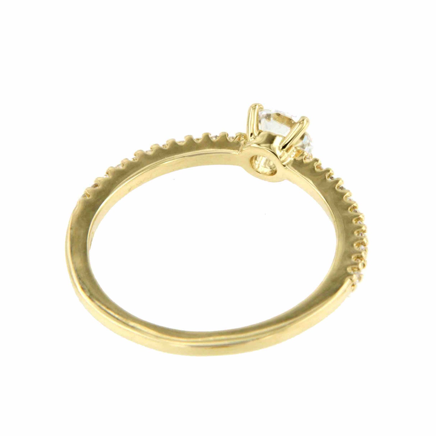 Anillo COLINA alianza solitario oro amarillo de 18 ktes con circonitas