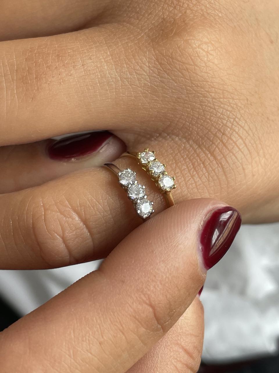 MAJO three-stone ring with cubic zirconia in 18k yellow or white gold