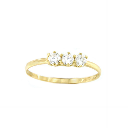 MAJO three-stone ring with cubic zirconia in 18k yellow or white gold