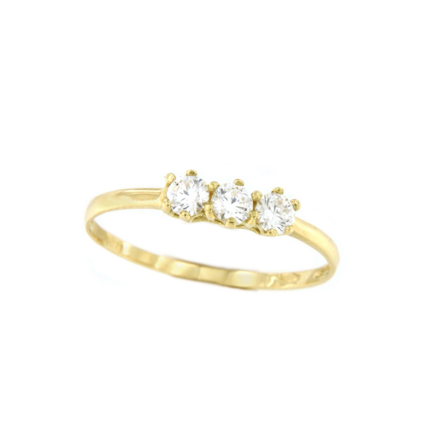 MAJO three-stone ring with cubic zirconia in 18k yellow or white gold